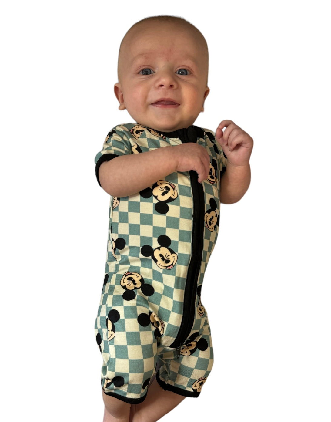 Checkered Mouse Bamboo Romper