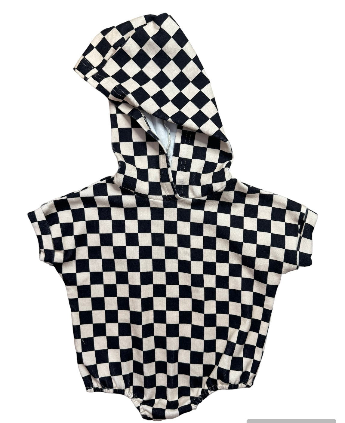 Hooded Checkerboard Romper